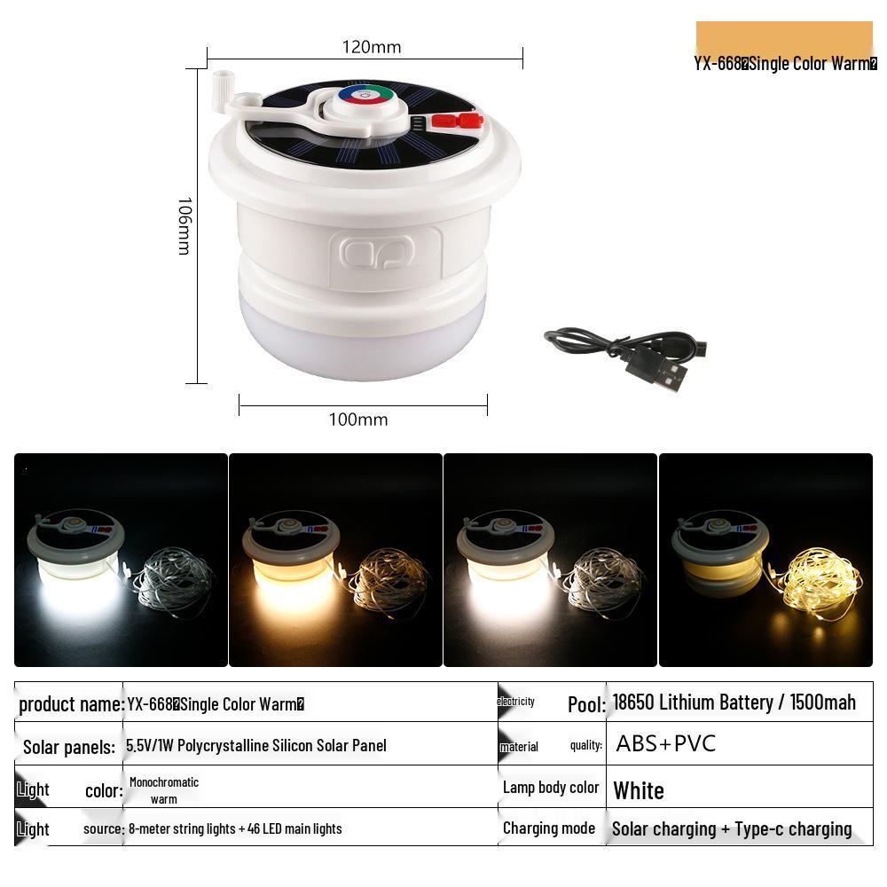 Outdoor Solar Emergency Light String: Rainproof Camping Lamp & Tent Decoration. Solar Camping Lamp