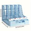 4 Packs Plastic Desk Organizer File Folder, Desktop Magazine Holder, Office File Sorter Rack, Vertical File Dividers