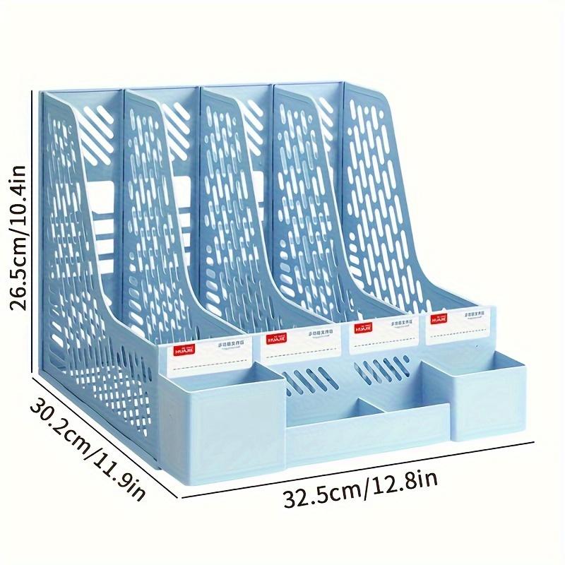 4 Packs Plastic Desk Organizer File Folder, Desktop Magazine Holder, Office File Sorter Rack, Vertical File Dividers