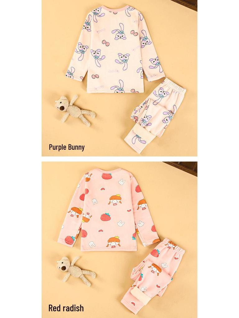 Warmer Winter-Unterwäsche-Set für Kinder mit Fleece-Futter: Herbstliche Thermoschicht & Homewear für Mädchen und Jungen