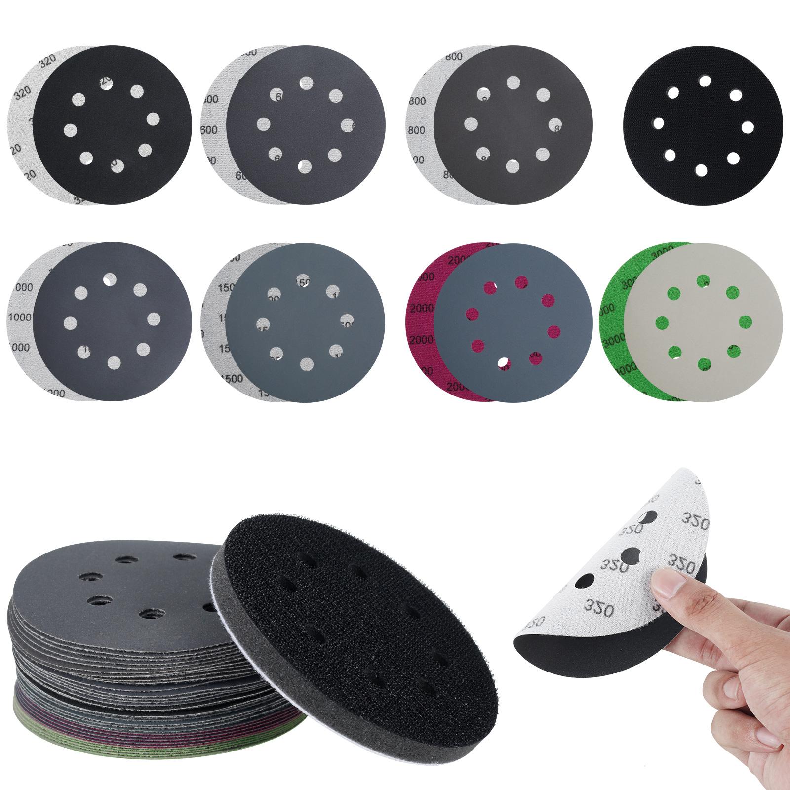

36PCS 5 inch Sanding Discs 8 Hole Hook Loop Sandpaper 320 Grit -3000 Grit Sanding Paper Sanding Disc Abrasive Polishing Tools 5 inch 8 hole