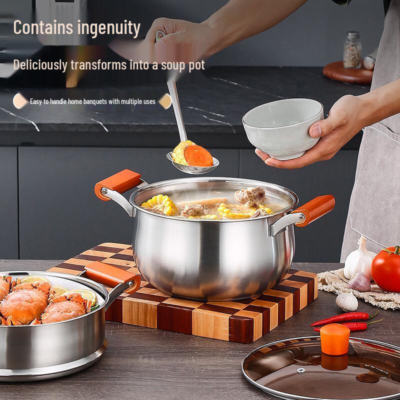 Yicang Stainless Steel Beechwood Handle Milk & Soup Pot Set