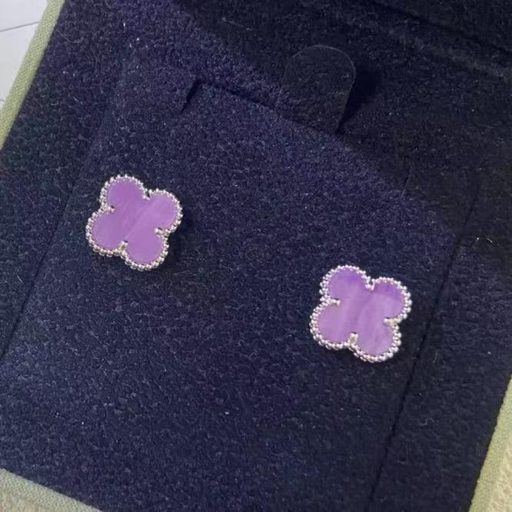 High-End Klassische Vierblattklee-Ohrringe für Damen, Roter Chalcedon High-End Damenohrringe