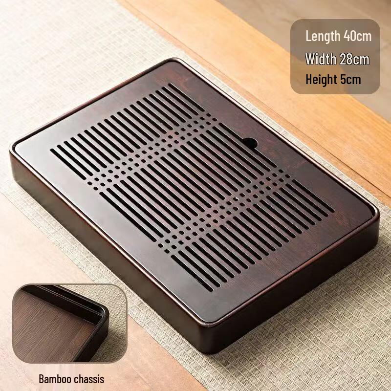 Bamboo Rectangular Tea Tray with Drainage