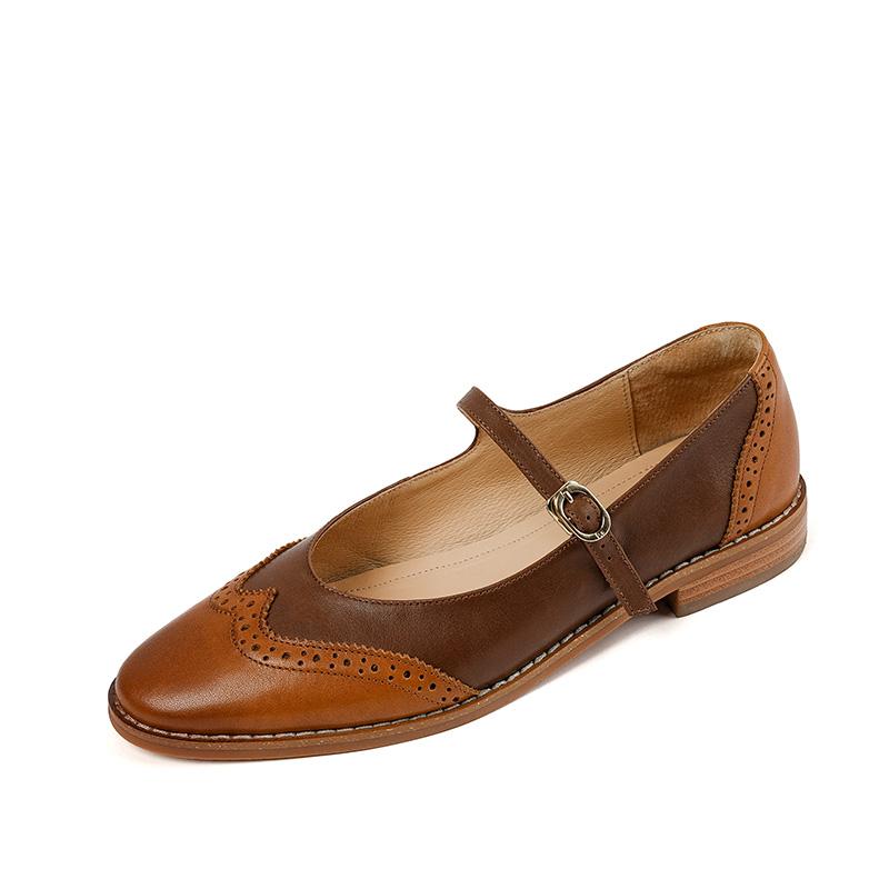 Fashion 2024 New Spring Women Shoes Mary Jane Round Toe Low Heel Genuine Leather Chunky Women Pumps Shoes for Women Zapatos De Mujer