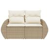 VidaXL Canapé de jardin avec coussins 2 places beige résine tressée 366062