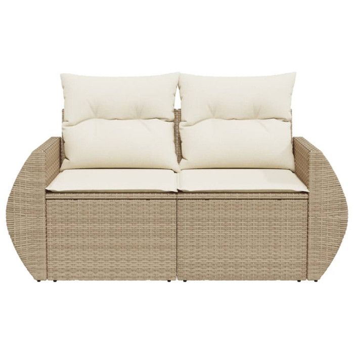 VidaXL Garden Sofa with Cushions 2-seater Beige Braided Resin 366080