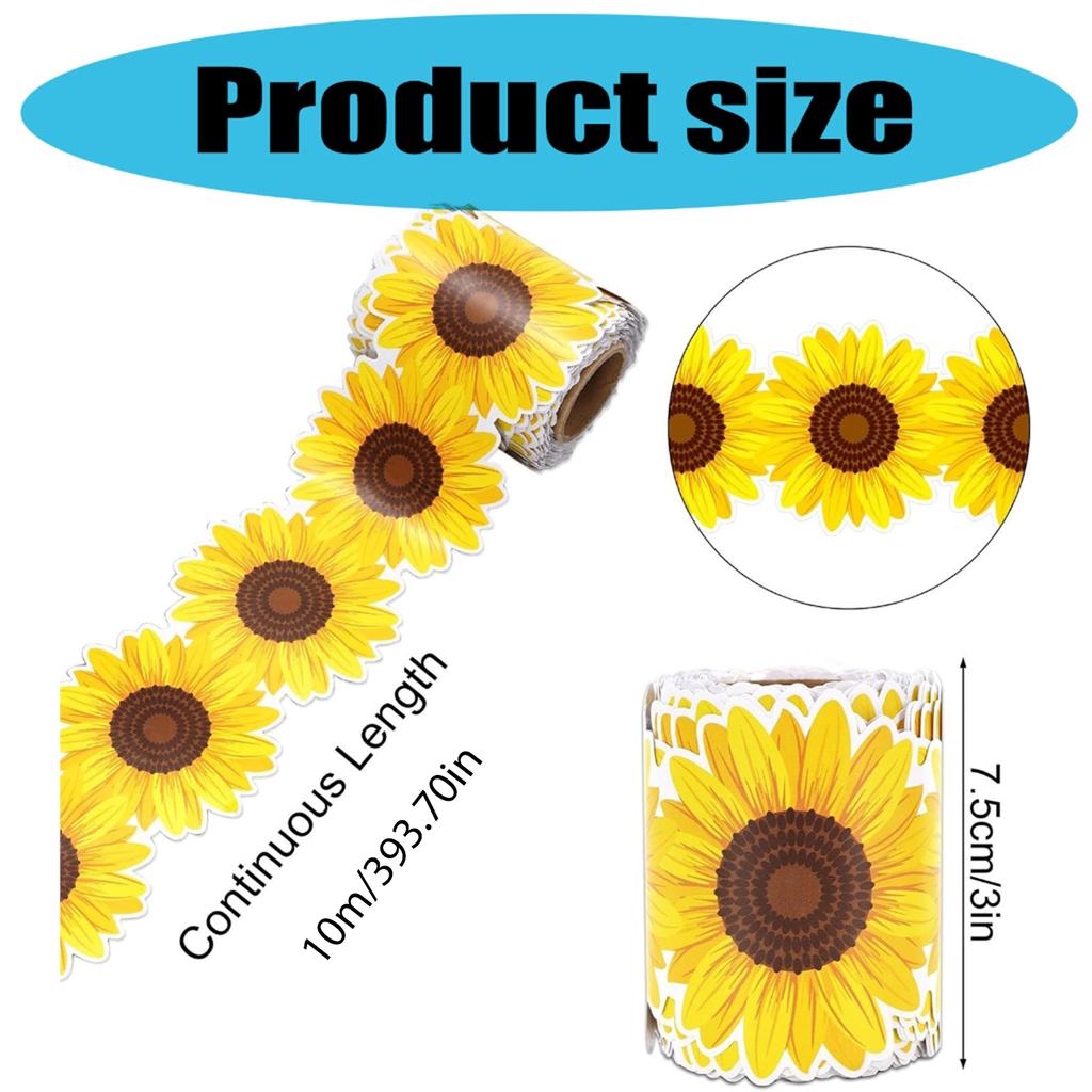 10m Sunflowers Bulletin Board Border Decorative Classroom Border Adhesive Bulletin Board Trim Sticker for School