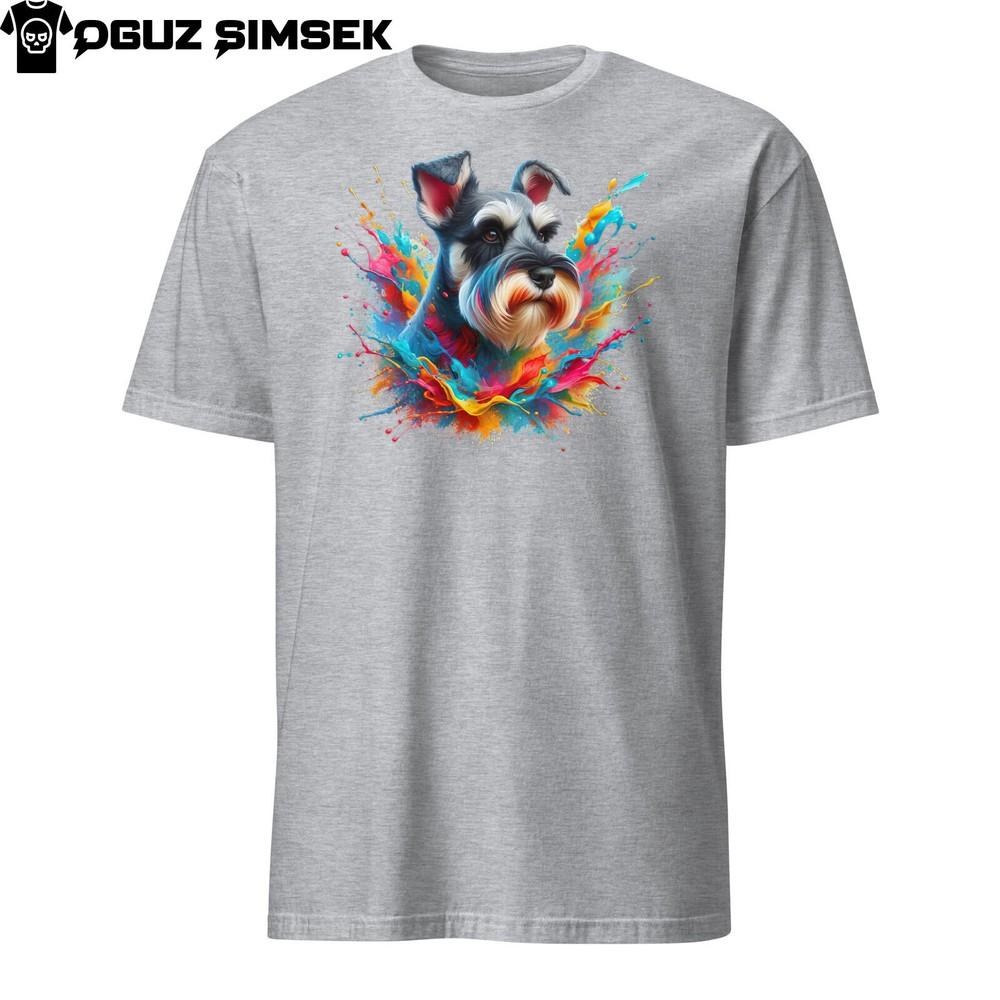 

Colorful Miniature Schnauzer Unisex T-Shirt | Unique Dog Design Short Sleeve Tee S
