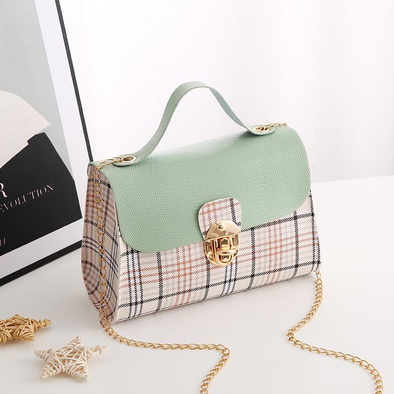 Bag Women's Plaid Contrasting Color Splicing Rhombus Bag Fashion Personality One Shoulder Crossbody Mobile Phone Bag