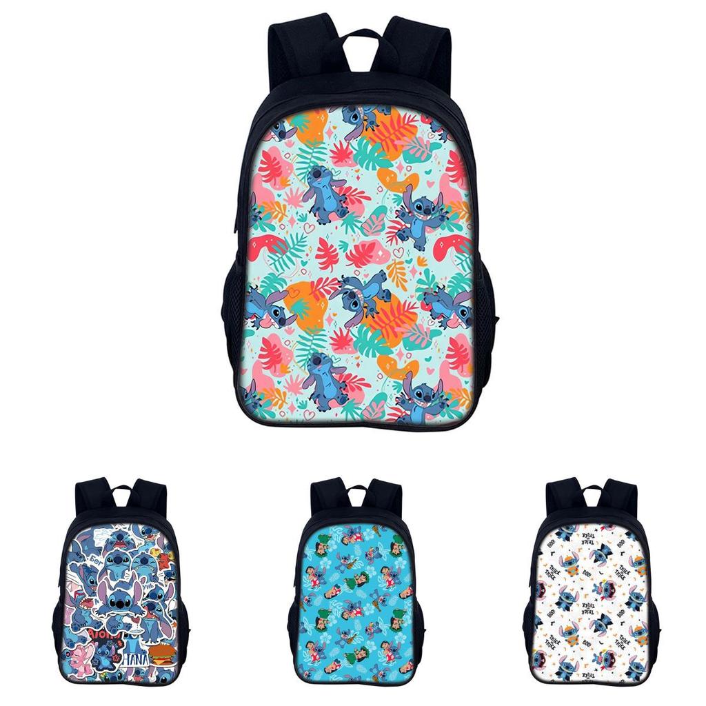 Stitch Rucksack für Kinder 16 Zoll Cartoon Polyester Schultasche für Jungen und Mädchen