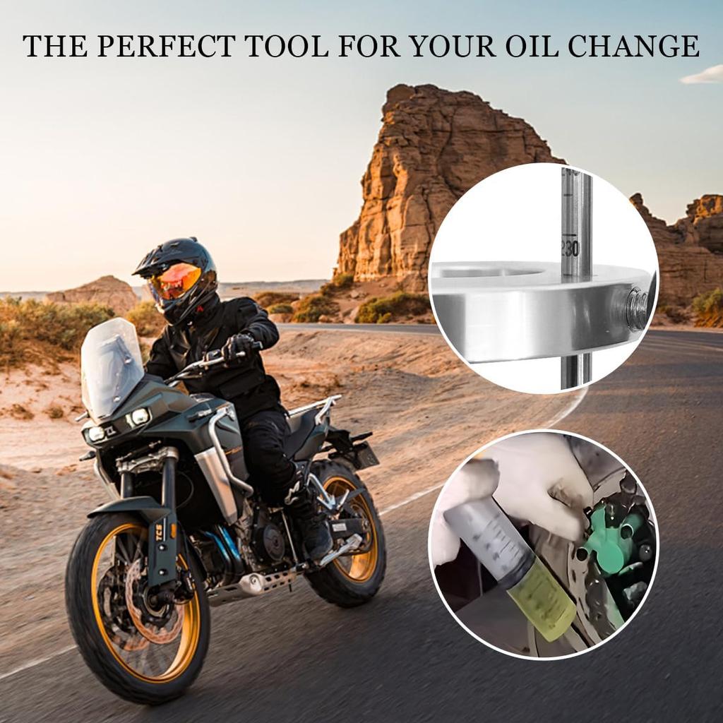 Motorcycle Fork Oil Level Tool, 60ml Fork Syringe Oil Tool Kit with Adjustable Ring, Accurate Fork Suspension Oil Level Adjuster, Fork Oil Level