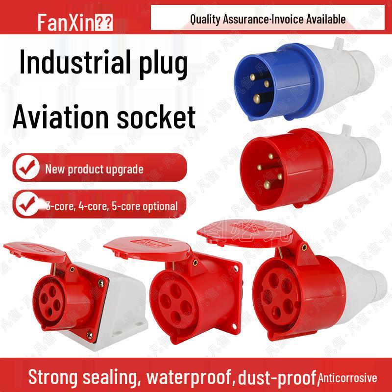 

Non-Explosion-Proof Industrial Aviation Plug 16/32A Connector, 3/4/5-Pin, Three-Phase, 380V 3-core 16A Plug [Rotating]
