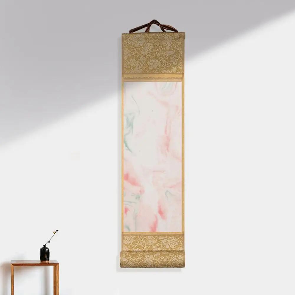 Crafts Office Home Decoration Painting Drawing Paper Mini Batik Trumpet Scroll Blank Hanging Scroll Gilded Rice Paper Scroll