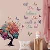 She Believe Tree Wall Sticker Girl Room Butterfly Inspirational Quote Decal Bedroom Home Decor