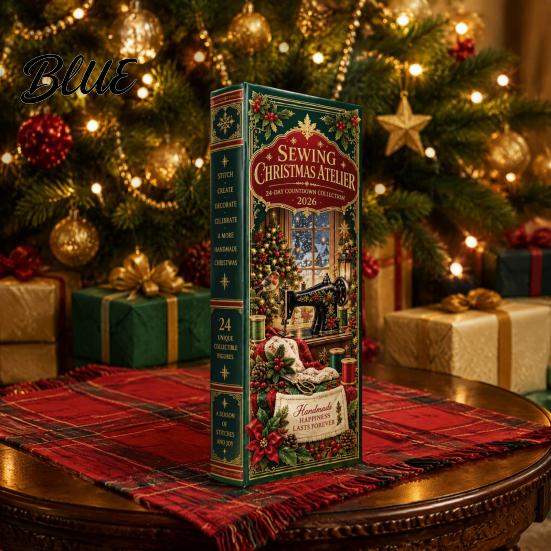 Creative Christmas Keepsake Sewing Workshop Advent Calendar, 24-Day Countdown Box with Miniature Unique Holiday Collection Acrylic Ornaments