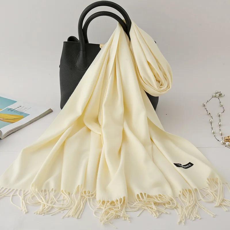 Autumn Winter Solid Imitation Cashmere Scarf for Men Women Tassel Intensification Warm Shawl Fashion Necklaces Wrap Long Scarves