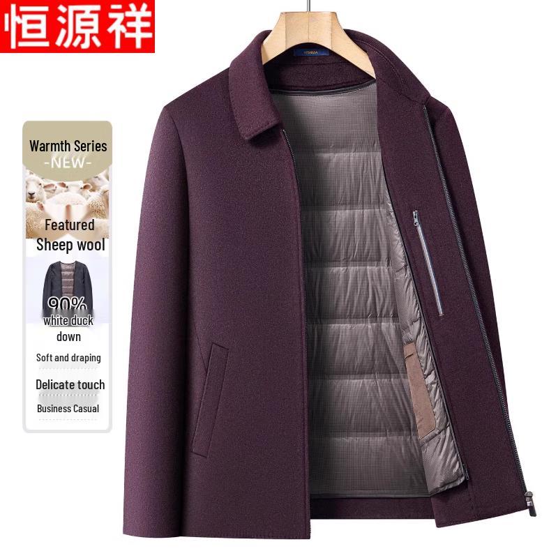 

Hengyuanxiang Men s Detachable Down Lined Wool Blend Jacket 3XL
