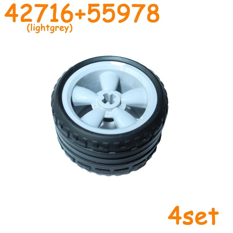 Non-Toxic 56145 42716 55978 15413 70695 Tire Wheel Cross Hole Set Car Truck Wheels Hub Technical Bricks Moc Motorcycle Building Blocks