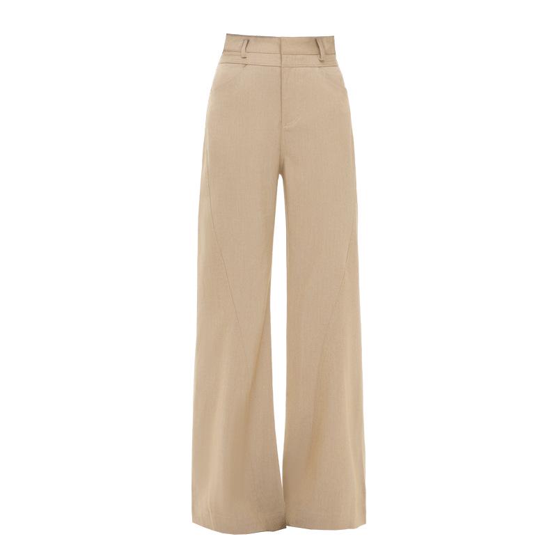 

Women s French Double Waistband Wide-Leg Suit Pants - Hip-Covering, Slightly Flared, with a Good Drape for a Casual Look Small хаки