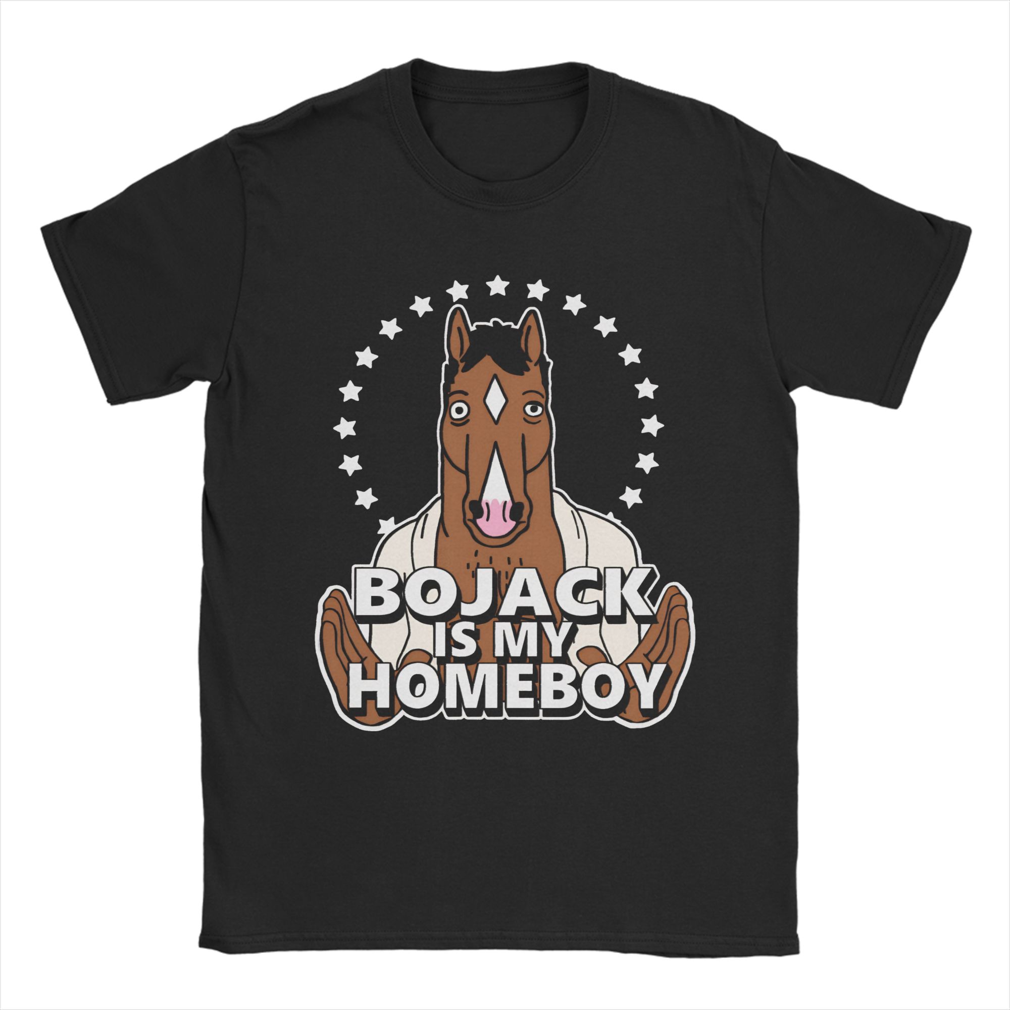 

2026 Men Womens Comedy Show Horse TV Drama 90s BoJacks Horsemans T Shirt Pure Cotton Tops Crazy Short Sleeve Crew Neck Tees M