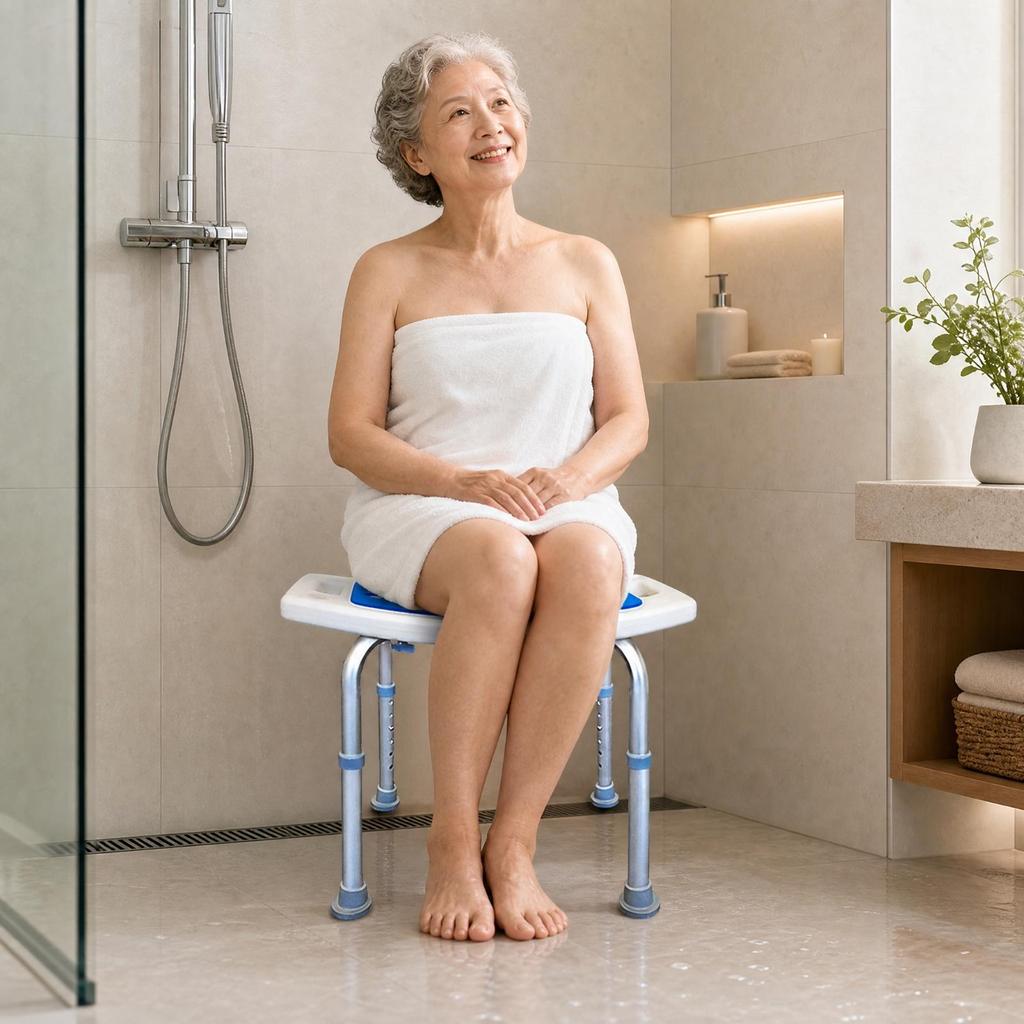 Shower Stool Slim for Assisted Bathing, Elderly Users