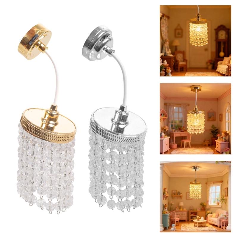 1/12 Scale Dollhouses Chandelier Miniature Furniture Pretend Play for Kids Doll House Furniture Model for Dollhouses
