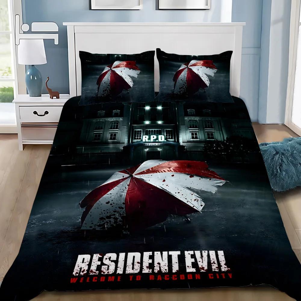 

3D Print Duvet Cover Pillowcase Residents Evil Bedding Set Adult Boy Girl Bedroom Decoration Children Gift Single Double Large US Full(200*230cm)3pcs