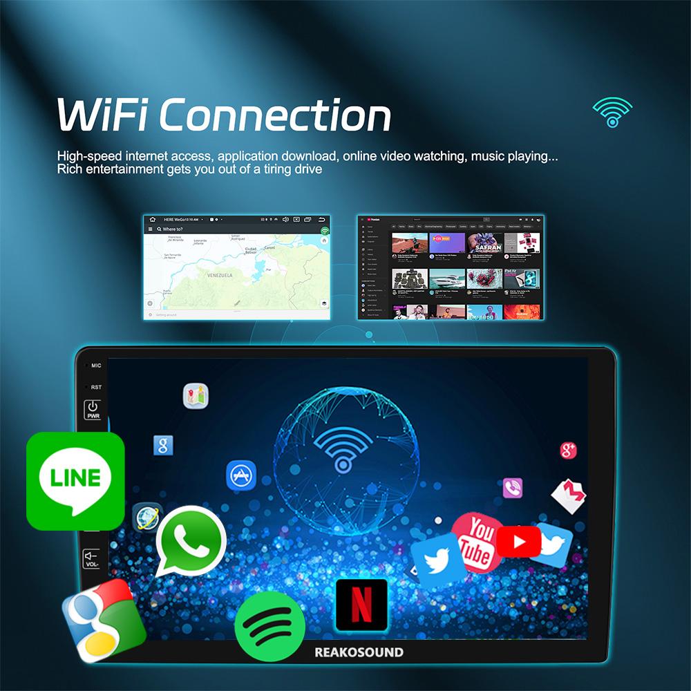 Reakosound 1 Din 9"/10.1" Inch Andriod Car Radio Multimedia Player Bluetooth GPS Navigation WIFI DSP FM Support Carplay