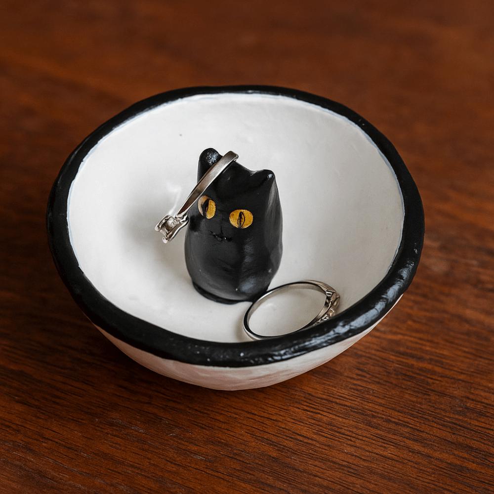 Modern Cat Ring Holder Cute Jewelry Storage Tray Home Decor Ring Dish Entrance