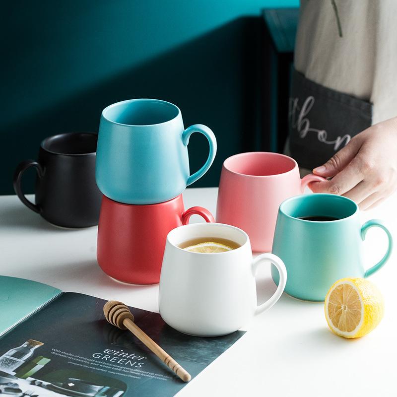 Ceramic Coffee Mug Creative Matte Pure Color Coffe Mugs Tumbler Cup Tea Milk Latte Porcelain Novelty Tumblers Cute Cups
