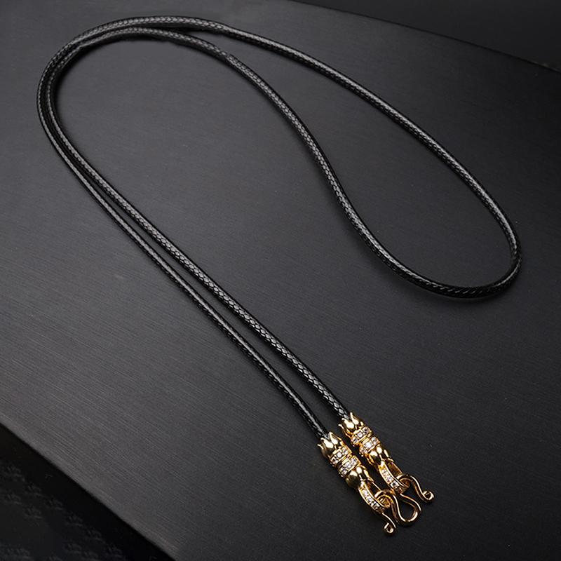 Chaîne de Pendentif Bouddhiste Thaïlandais Réglable Corde de Collier Simple Avec Boucle Cercle de Lotus en Zirconium Micro-Diamant