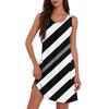 Women's Fashion Casual V-Neck Sleeveless Striped Print Dress