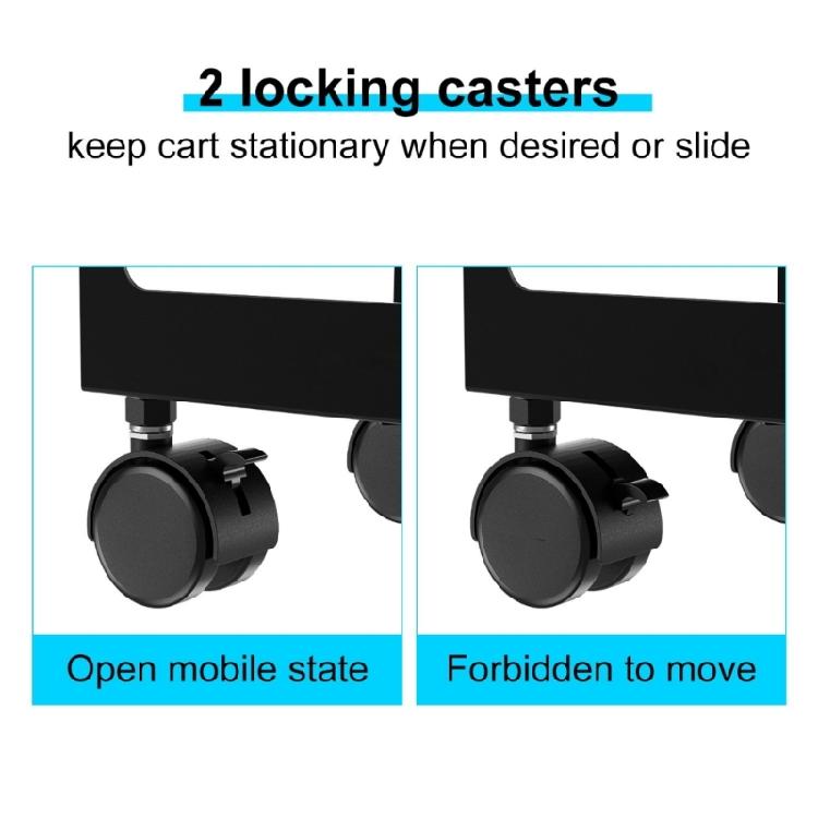 Steel Rolling Computer Tower Stand Adjustable Width Mobile CPU Cart With Lockable Casters Under Desk