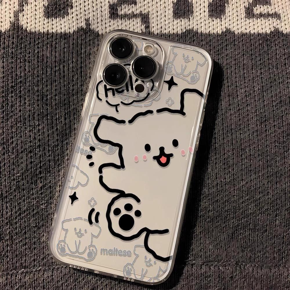 Transparent for IPhone 15 for IPhone16 Cartoon Line Dog 13 for Apple 11 Protective Cover Space Soft Case