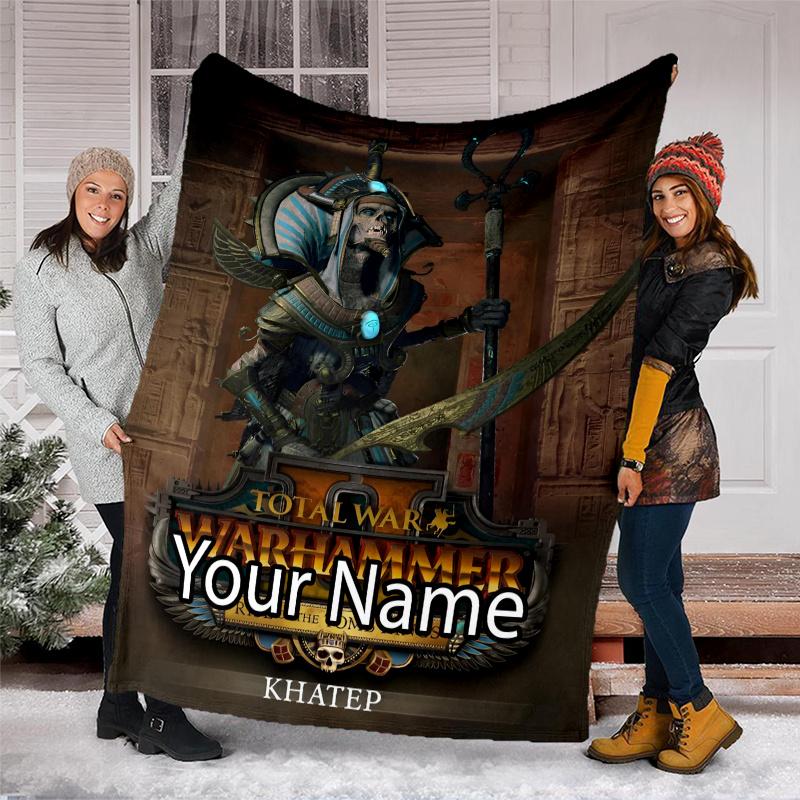 Custom Name Total War Warhammer Theme Printed Blanket - Perfect for Couch, Bed, Travel & Outdoor Use | Machine Washable, Cozy & Durable.