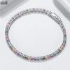 EFFIE QUEEN 100% 925 Sterling Silver 3mm Rainbow Zirconia Tennis Chain Bracelet Luxury Jewelry for Women Anniversary Gift SB139