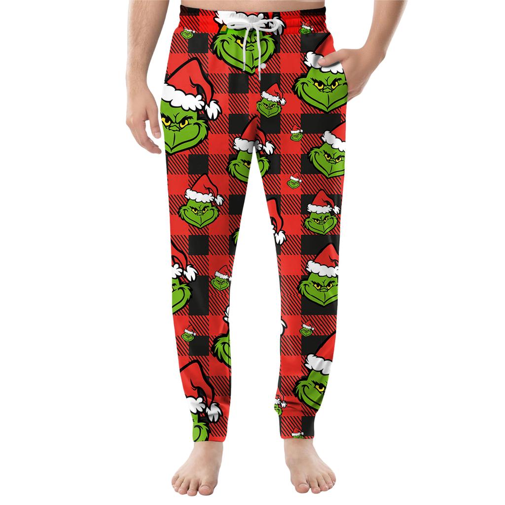 Men's Drawstring Pocket Cuffed Casual Pants Home Sleep Pants