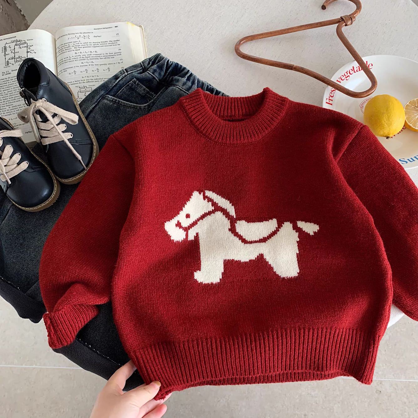 Year Of The Horse Kids Sweater Knitwear Boys Girls Gold Ingot Festive Lunar New Year Outfit Winter Warm 90
