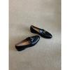 Sheepskin version~ Genuine leather retro horseback buckle loafers women's flat single shoes lazy people pedal British style small leather shoes