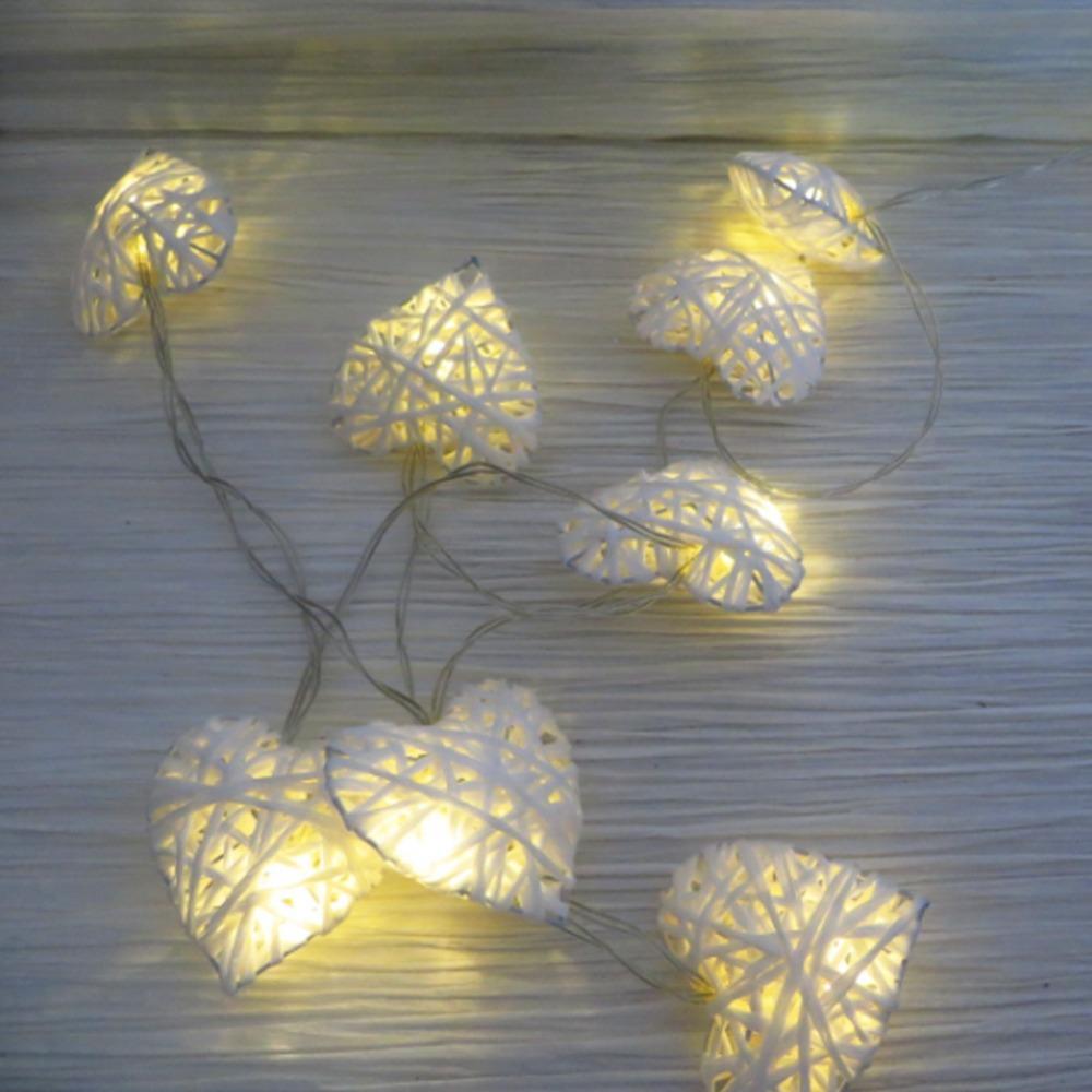 2.8in Heart Rattan Ball 10LED Woven Heart Pendant Scene Layout Ornament  Party Arrangement