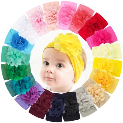 Random 8 Pcs Baby Nylon Headbands Hairbands Hair Wraps Big Chiffon Flower Elastics for Baby Girls Newborn Infant Toddlers Kids