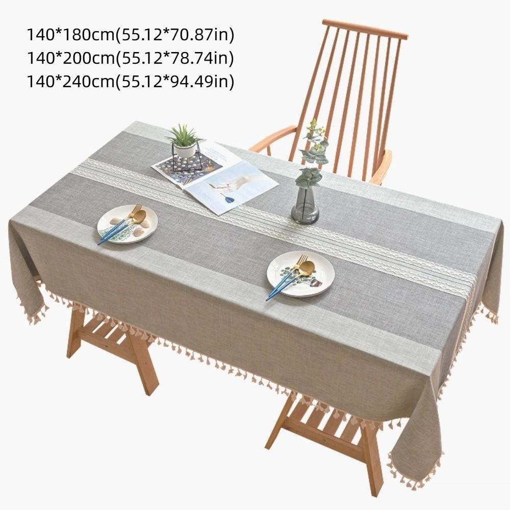 Tassel Edge Interweaving Grid Tablecloth Rectangular Washable Coffee Table Mat French Rustic Dust Cover Holiday Decoration Cloth