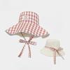 Women's Summer Korean Style Reversible Plaid Fisherman Hat Student Versatile Wide Brim UV Protection Sun Hat Fashionable Headwear Daily Outings School