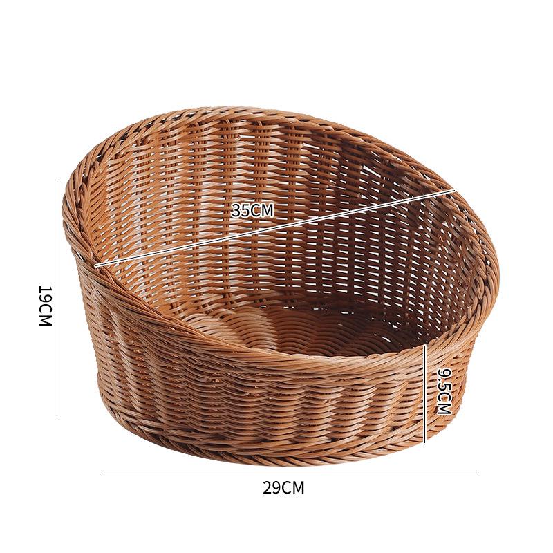 Rattan-Style Angled Bread, Fruit & Snack Display Basket