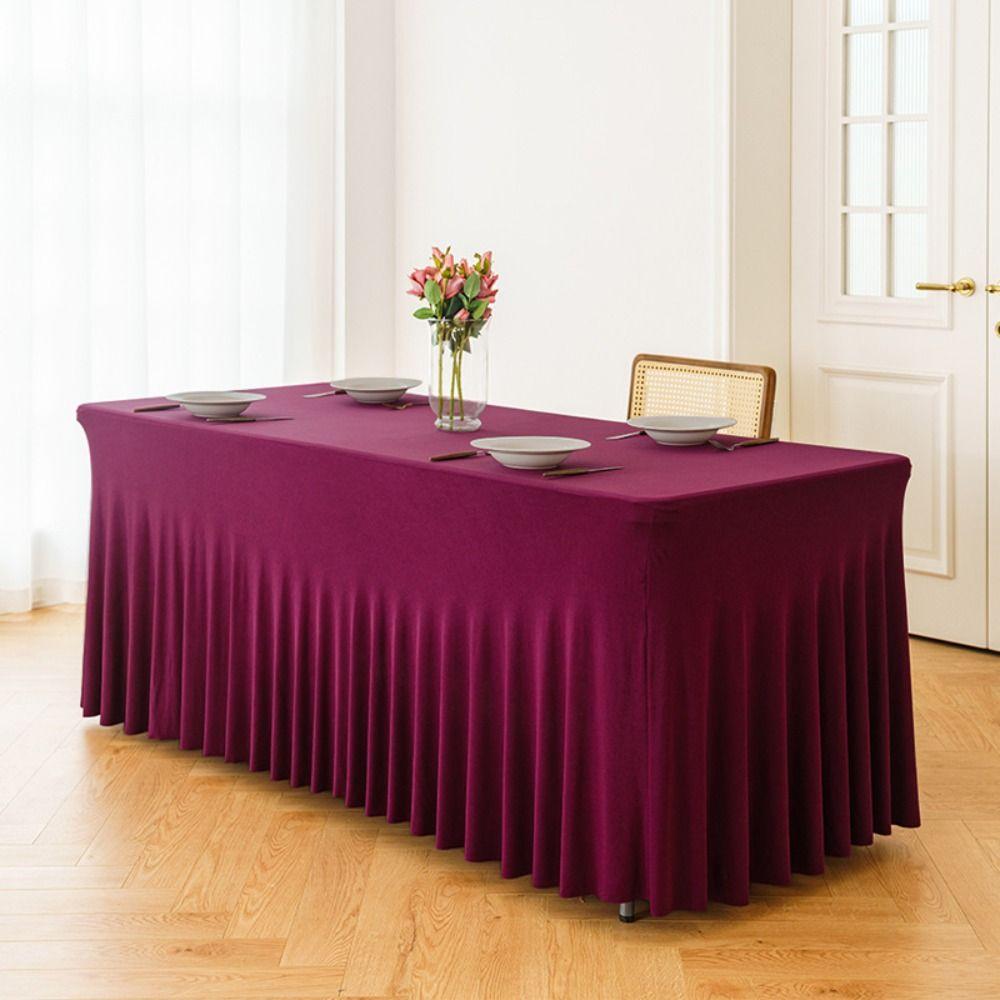 Solid Color Table Skirt Soft Table Cover Party Supplies Elastic Table Cloth  Wedding