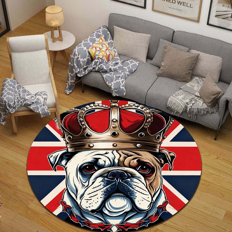 Statement Round Rainbow Multicolor Rug Mat, Non-Slip Floor Mat for Office