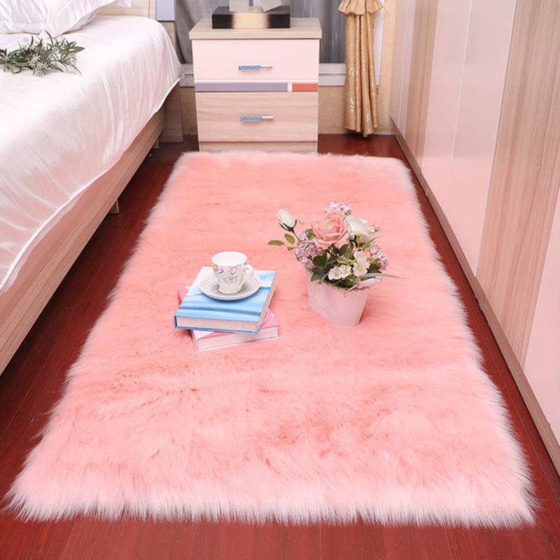 Plush Soft Sheepskin Bedroom Carpet Imitation Bedside Mat Living Room Rug Sofa Cushion White Rugs Living Room Fur Carpet 