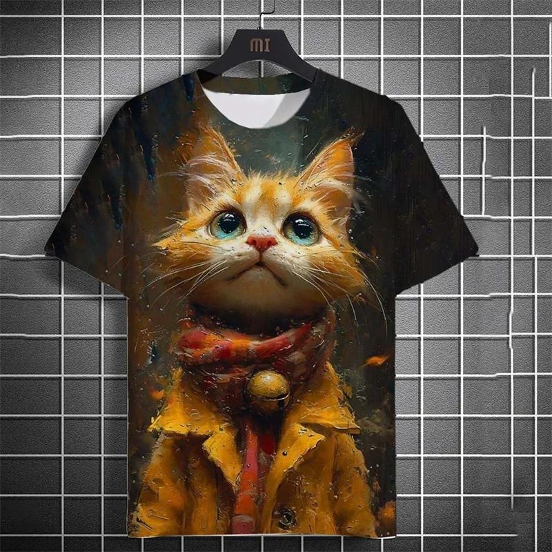3D Printed Cute Cat Graphic Men's T-shirts Fun Streetwear Casual Summer Daily Fun and Humorous T-shirts