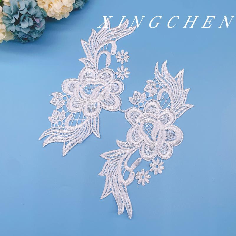 White Hollow Embroidery Flower Accessories Bridal Dress Children'S Princess Dress Hanfu Decorative Lace Clothing Accessories